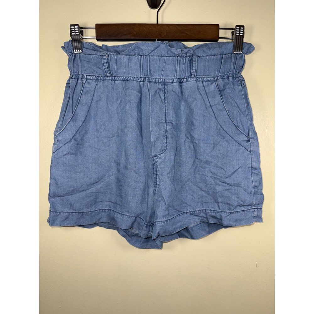 Thread & Supply High Rise Paperbag Tencel Chambray Shorts Blue XS